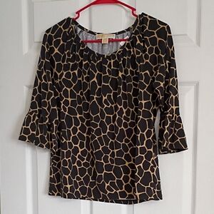 Michael Kors Black and Gold Patterned Blouse